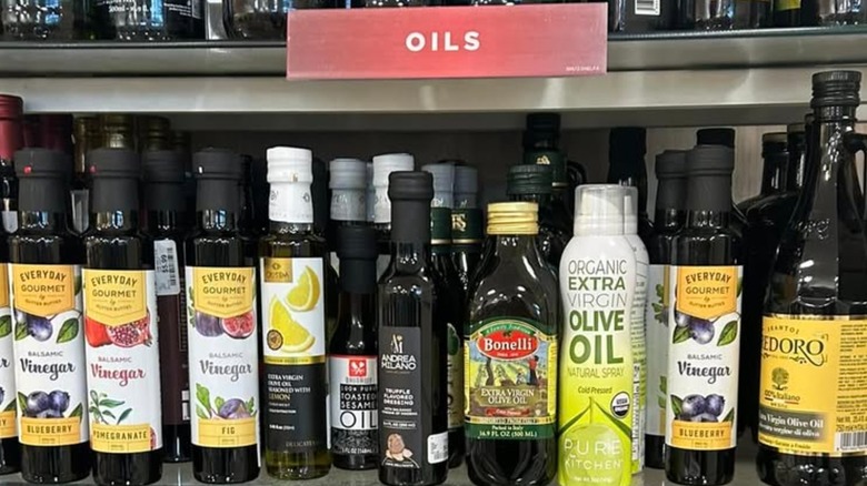 Olive oil shelf at HomeGoods