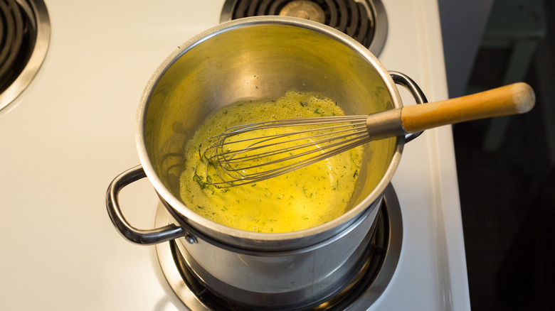 egg yolks in double boiler