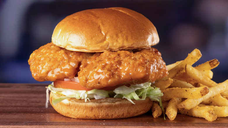 Fried chicken sandwich and fries