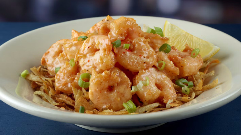 Shotgun shrimp served on bed of potato straws