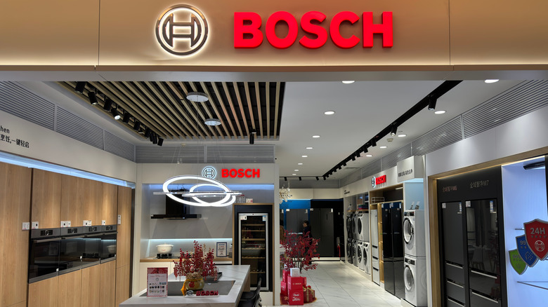 A store display featuring Bosch appliances