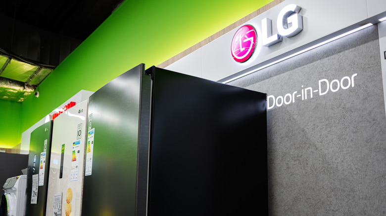 LG refrigerators on display in a store