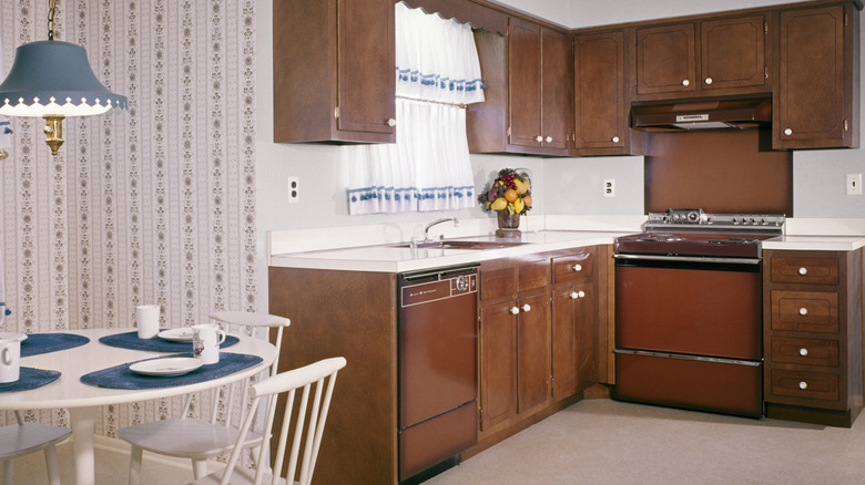 Coppertone appliances in a 1970s kitchen