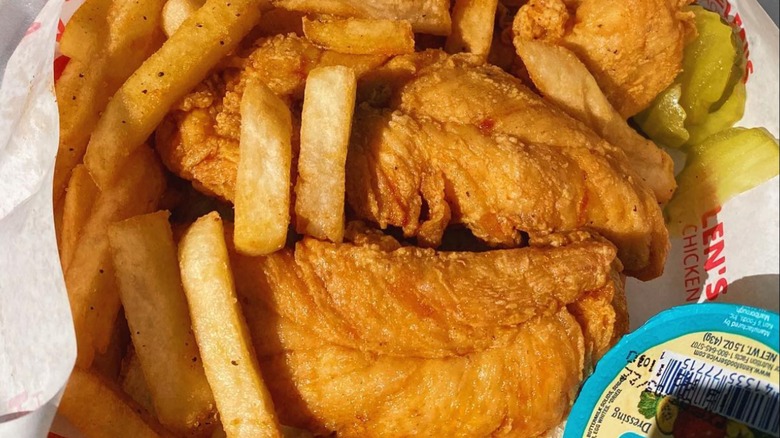 Chicken and fries from Helen's Hot Chicken