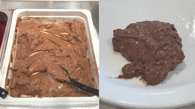 Tray of chocolate pudding from Golden Corral