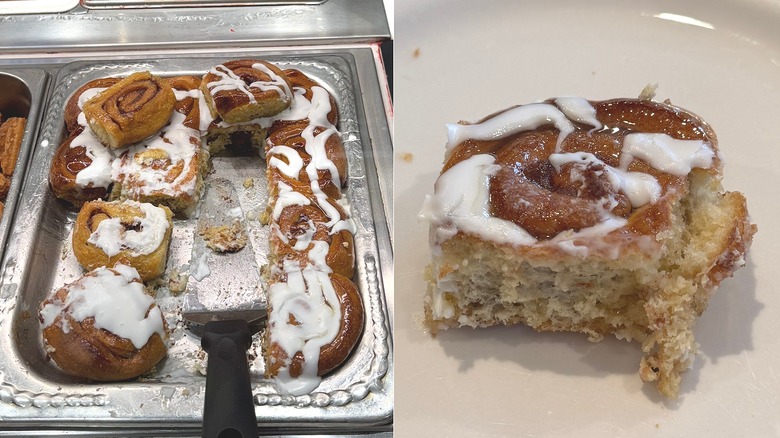 Tray of cinnamon rolls at Golden Corral