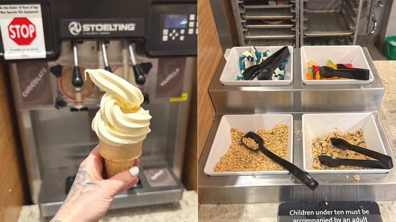 Soft serve machine and toppings at Golden Corral