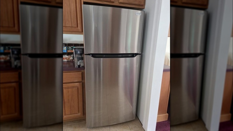 A stainless steel top-freezer refrigerator by Frigidaire