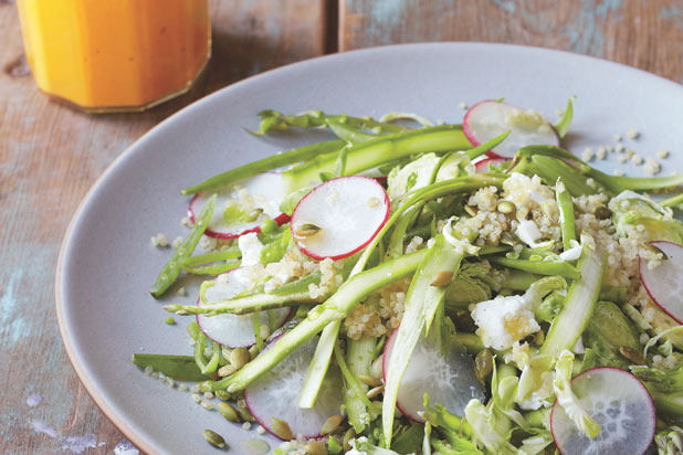 Quinoa Salad with Shaved Raw Vegetables and Carrot-Ginger Dressing Recipe
