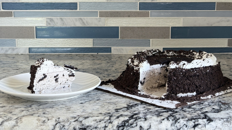 Sliced Oreo ice cream cake