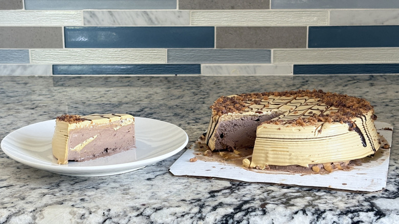 Sliced Reese's ice cream cake