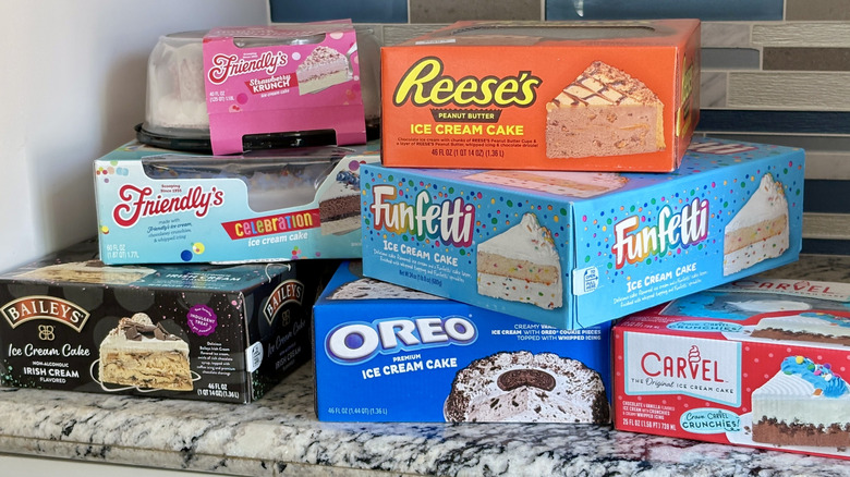 Assorted boxes of ice cream cake