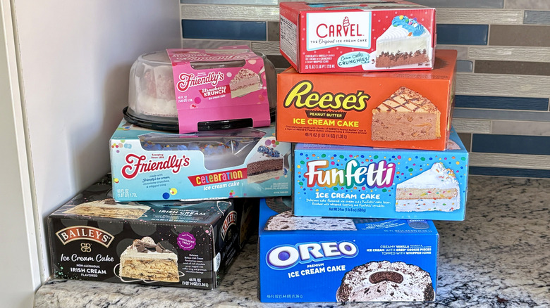 Assorted boxes of ice cream cake