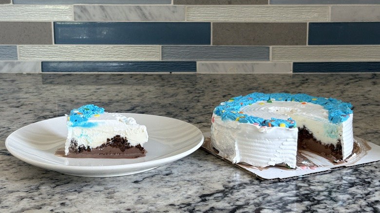 Sliced Carvel ice cream cake