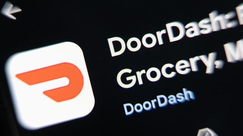 Closeup of the app icon for DoorDash