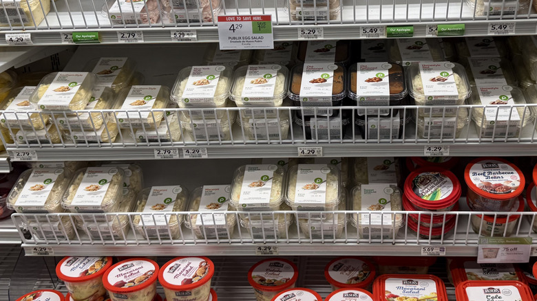 Publix brand food items on shelf next to big brand items