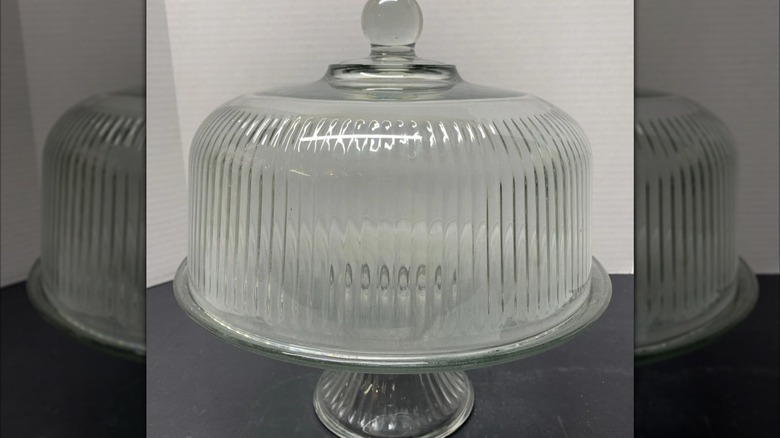 Vintage glass cake stand and dome set