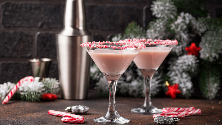 Cocktails with candy cane rim