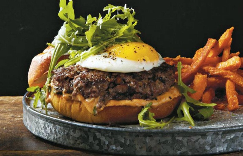 Mushroom Burgers with Fried Egg and Truffle Oil
