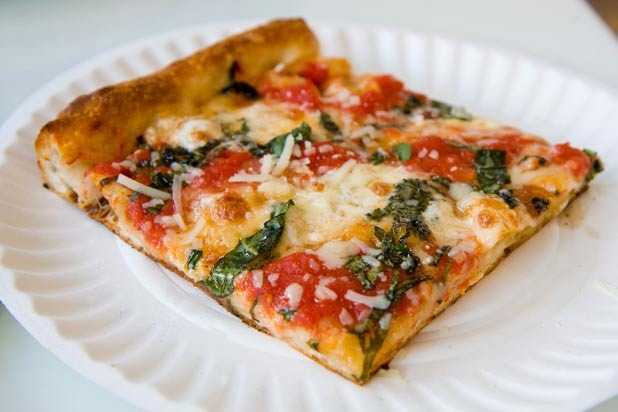 #42 Williamsburg Pizza, Brooklyn, N.Y. (Grandma: Fresh Mozzarella, Tomato Sauce, Pecorino, Basil, Parmigiano, Olive Oil, Garlic)