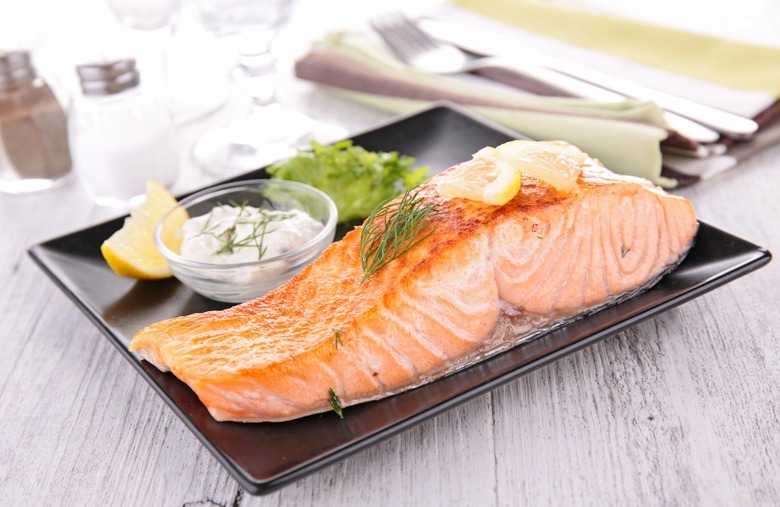 Grilled Salmon With Meyer Lemons and Creamy Cucumber Salad