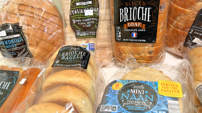 Close up of several Aldi Specially Selected Breads