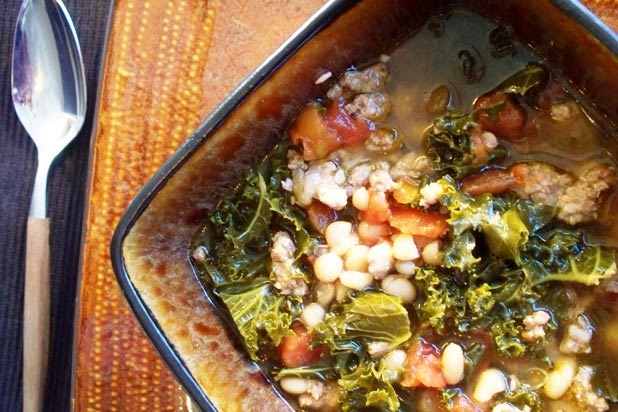 Slow-Cooker Italian Sausage, White Bean Soup, and Kale Soup Recipe