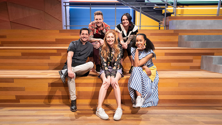 The cast of Netflix original series "Bake Squad" posing with host Christian Tosi