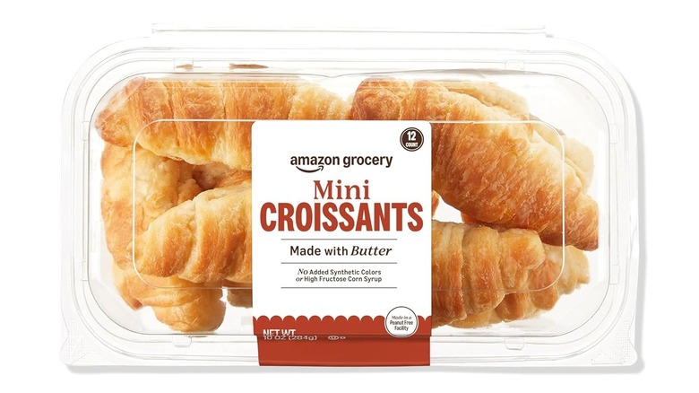 Mini croissants on white background