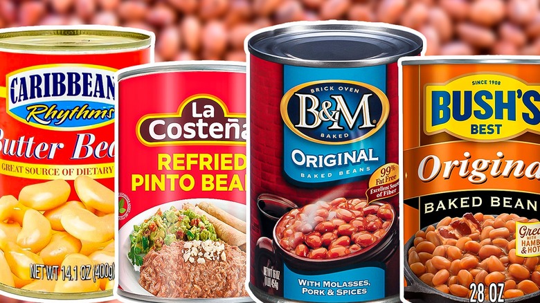 Four brands of canned beans