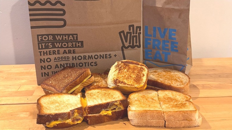 Various grilled cheese sandwiches