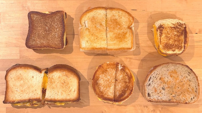 Various grilled cheese sandwiches