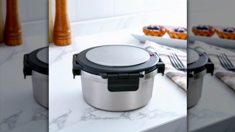 Mainstays pressure valve food container on counter