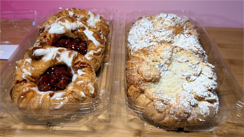 two packages of different types of Danish