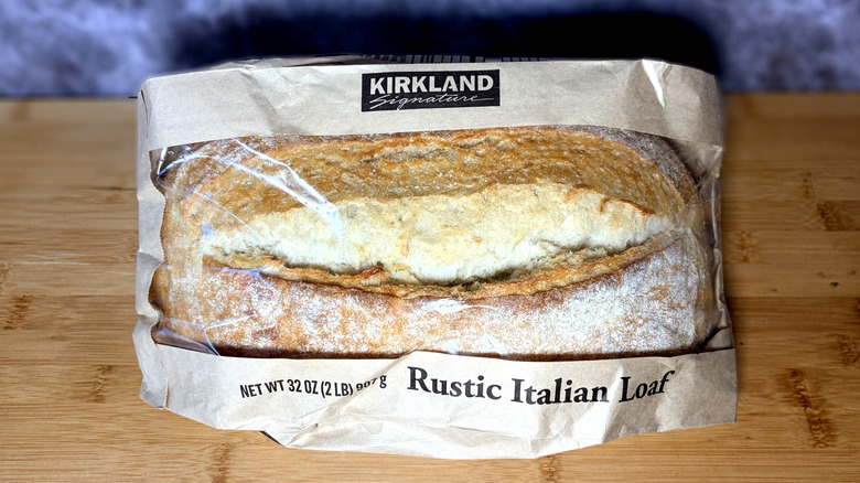 rustic Italian loaf of bread in package