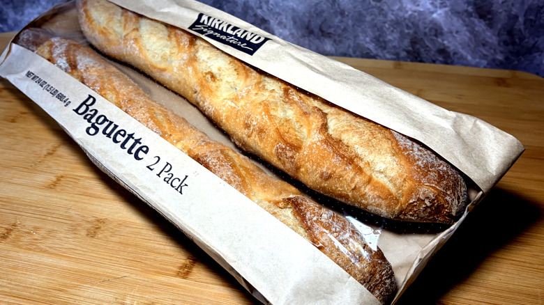 two baguettes in bag