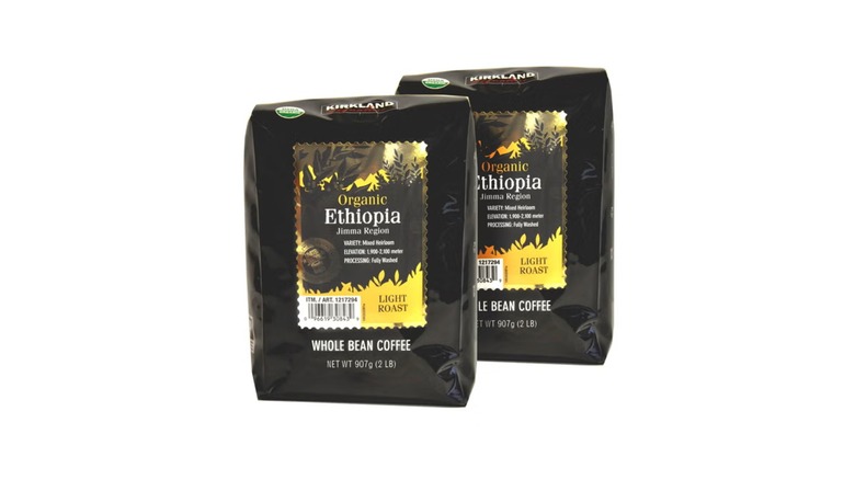 Two bags of two pound Kirkland organic Ethiopia coffee beans