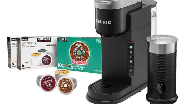Keurig machine with frother and K-cups