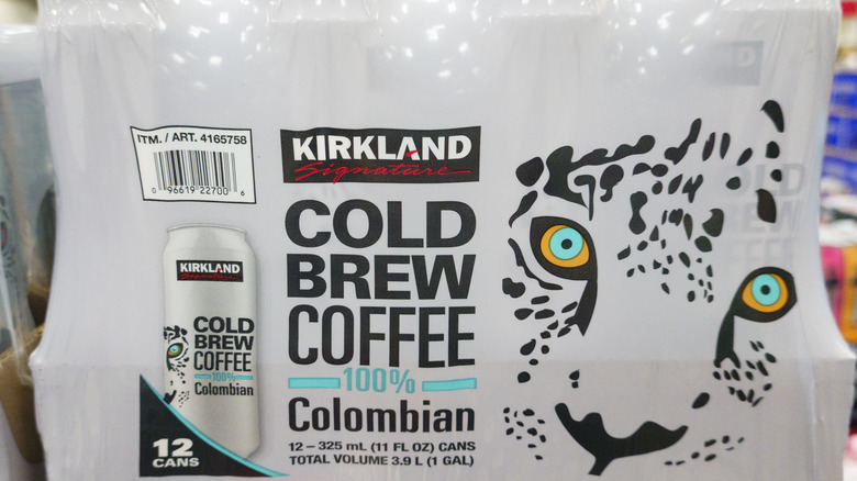 Cold Brew coffee cans from Costco in white packaging