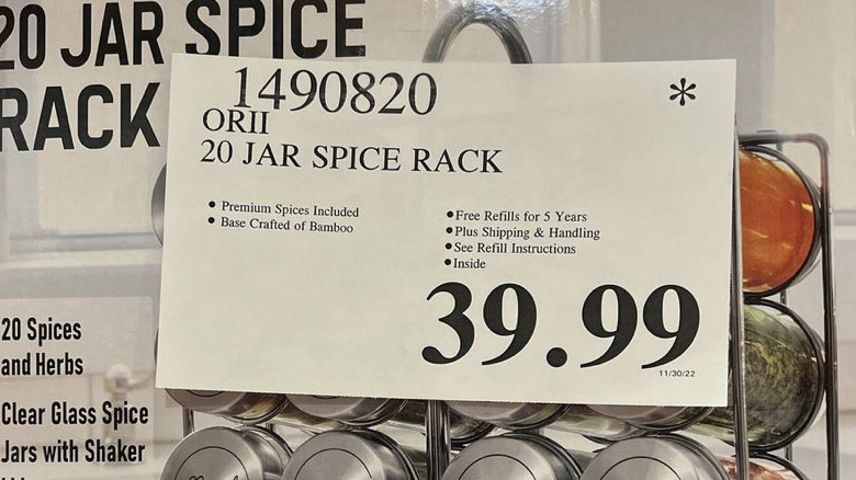 Costco spice rack price tag