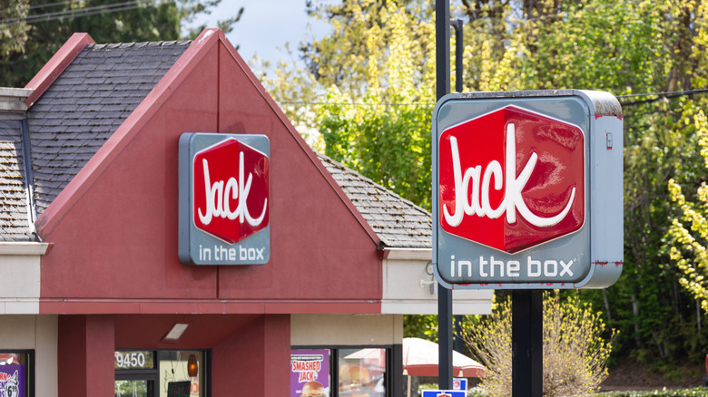exterior of Jack in the Box by sign