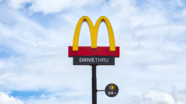 Golden Arches McDonald's sign jetting into sky
