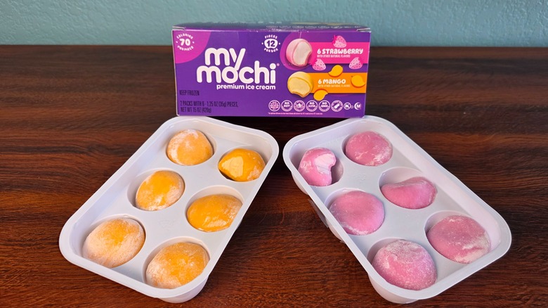 My Mochi premium ice cream variety pack box with trays of various mochis