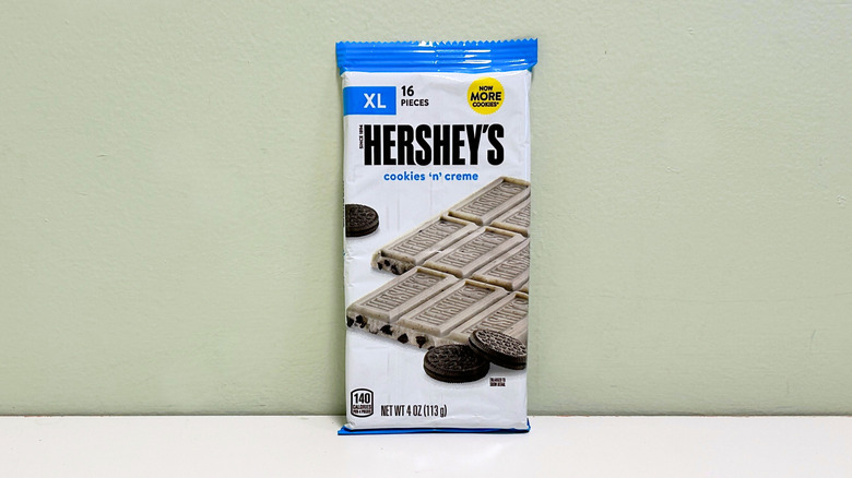 A Hershey's Cookies 'n' Creme Chocolate Bar