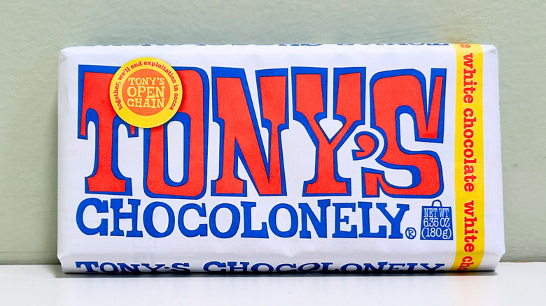 A Tony's Chocolonely White Chocolate Bar