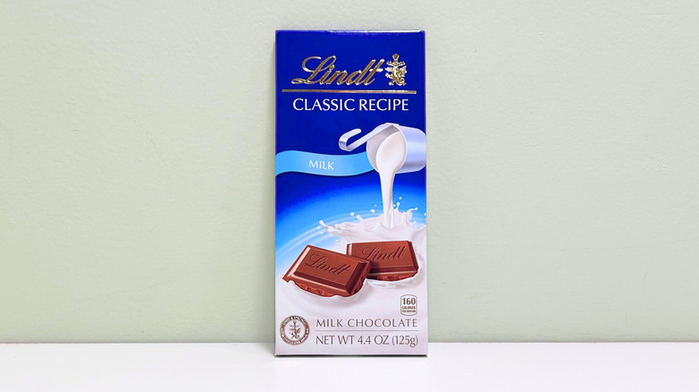 A Lindt Classic Recipe Milk Chocolate Bar