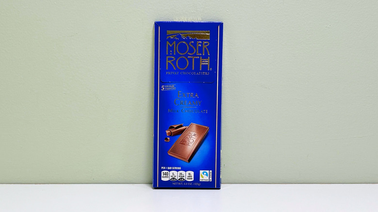 A Moser Roth Extra Creamy Milk Chocolate Bar