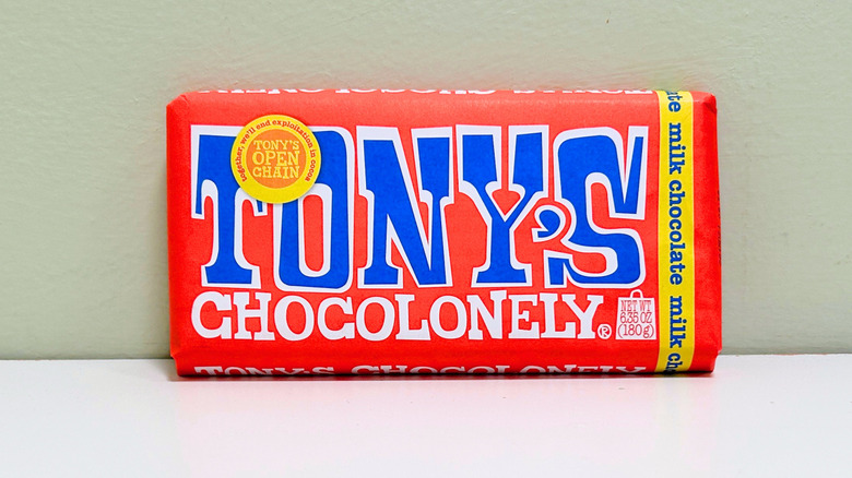 A Tony's Chocolonely Milk Chocolate Bar