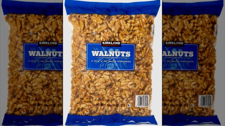 Kirkland Signature Walnuts on a white background