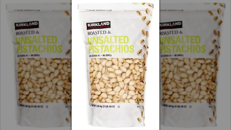 Kirkland Signature In-Shell Pistachios on a white background